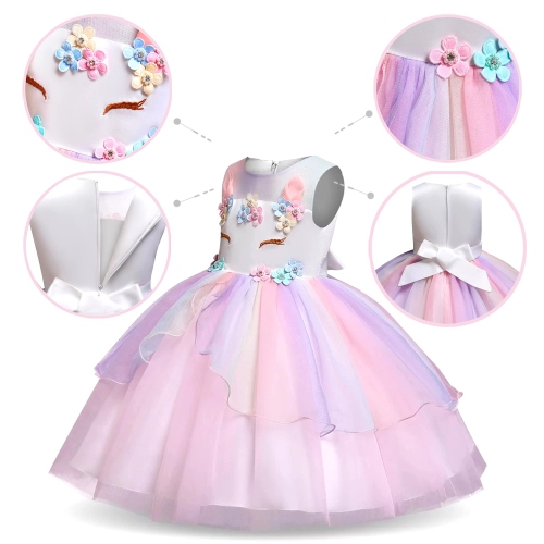Unicorn Princess Dress Up Clothes for Little Girls – Costume, Jewelry and Headband