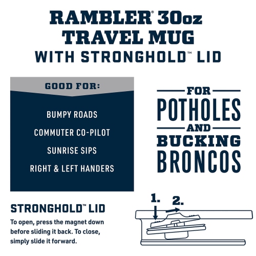 YETI Rambler 30 oz Travel Mug, Stainless Steel, Vacuum Insulated with Stronghold Lid, Big Wave Blue