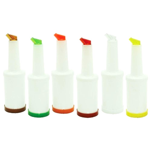 Winco Set of 6 - Flow-N-Stow Fruit Juice & Liquor Bar Pour Bottles 1 Quart