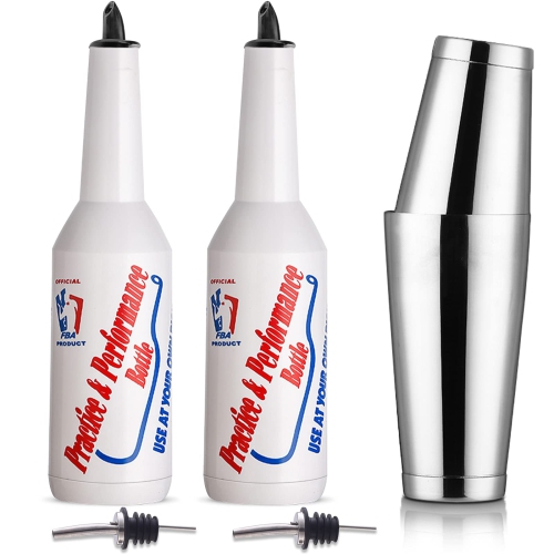 Bouteille Flair - Ensemble de 5 bouteilles Flair Bartender, 2 bouteille Flair, 1 bouteille Boston Shaker, bouteille d'exercice et de performance