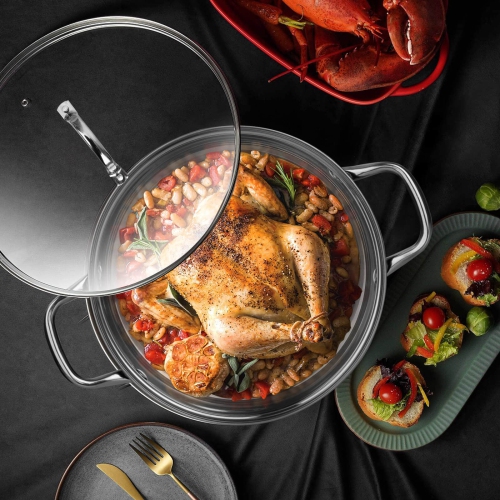 LEUGWAKN Stainless Steel Stock pot-10 Quart Pot-stockpot with Glass lid-Soup Pot-Induction Pot-Cookware Pot-Cooking Pot