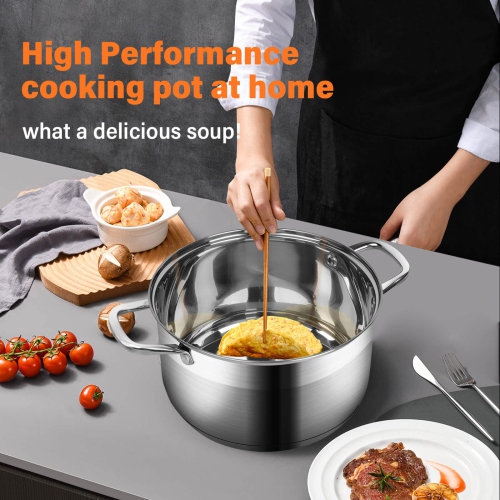 LEUGWAKN Stainless Steel Stock pot-10 Quart Pot-stockpot with Glass lid-Soup Pot-Induction Pot-Cookware Pot-Cooking Pot