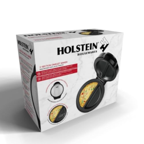 Holstein Housewares - Non-Stick Omelet & Frittata Maker, Black/Stainless Steel - Makes 2 Individual Portions Quick & E..