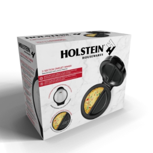 Holstein Housewares - Non-Stick Omelet & Frittata Maker, Black/Stainless Steel - Makes 2 Individual Portions Quick & E..