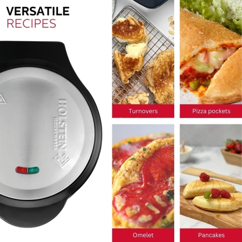 Holstein Housewares - Non-Stick Omelet & Frittata Maker, Black/Stainless Steel - Makes 2 Individual Portions Quick & E..