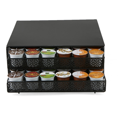 Mind Reader Single Serve Coffee Pod Organizer with 2 Drawers, 72 Pod Capacity, Metal Mesh, 33L x 31.8W x 12.7H cm, Black