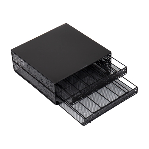 Mind Reader Single Serve Coffee Pod Organizer with 2 Drawers, 72 Pod Capacity, Metal Mesh, 33L x 31.8W x 12.7H cm, Black