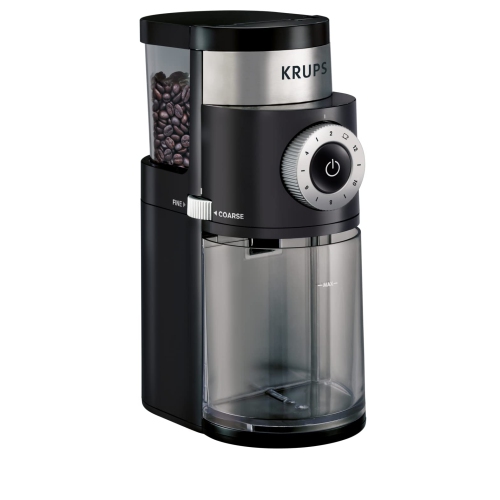 KRUPS Precision Flat Coffee Burr Grinder, 12-Grind fineness Settings, Black