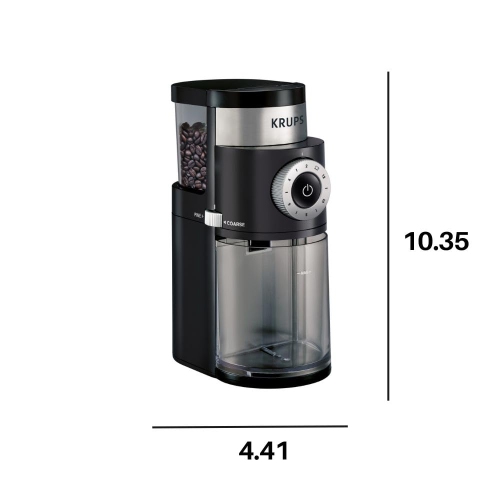 KRUPS Precision Flat Coffee Burr Grinder, 12-Grind fineness Settings, Black