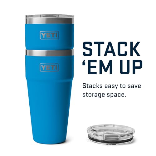YETI Rambler 30 oz Stackable Tumbler, Stainless Steel, Vacuum Insulated with MagSlider Lid, Big Wave Blue