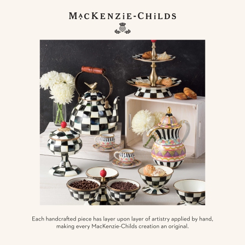MACKENZIE-CHILDS Enamel Spoon Rest, Kitchen Utensil Rest and Spoon Holder, Kitchen Decor, Black-and-White Courtly Check
