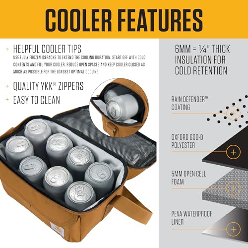Carhartt Insulated 12 Can Two Compartment Lunch Cooler, Durable Fully-Insulated Lunch Box, Dual Compartment