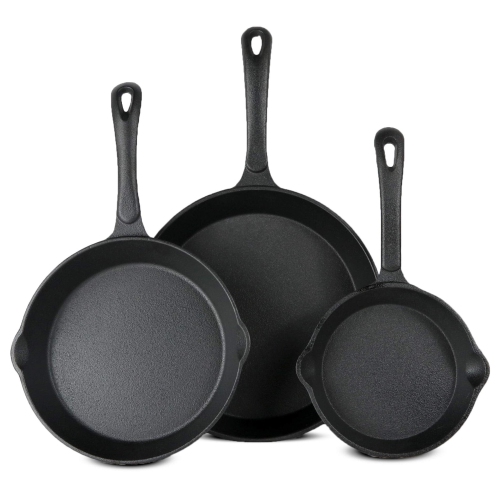 Cuisiland Quality Pre-Seasoned Cast Iron Pan Cookware Set - 10", 8", 6.5" Frying Pans