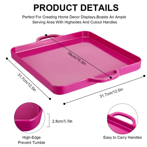 HSDT 15.3"x12.6" Trendy Colors Melamine Serving Tray with Handles Set of 2