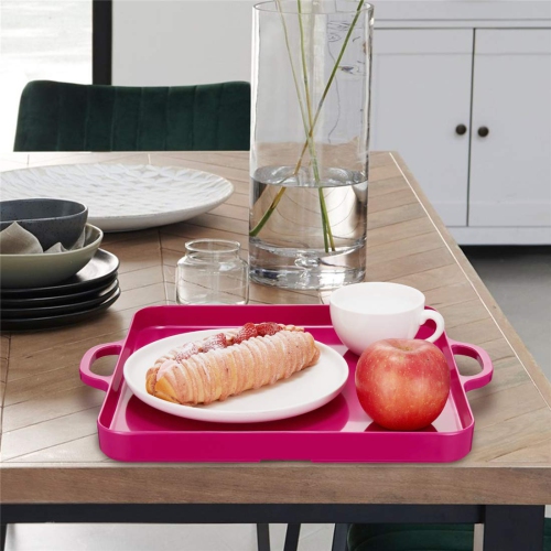 HSDT 15.3"x12.6" Trendy Colors Melamine Serving Tray with Handles Set of 2
