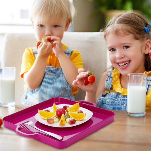 HSDT 15.3"x12.6" Trendy Colors Melamine Serving Tray with Handles Set of 2