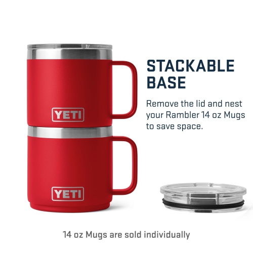 Tasse empilable YETI Rambler 14 oz, isotherme, acier inoxydable avec couvercle MagSlider, rouge secours
