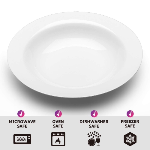 YHY – Pâtes, soupe, bols à salade, 20 oz en porcelaine, ensemble de bols à bordure large de 9,5 po, blanc, ensemble de 4