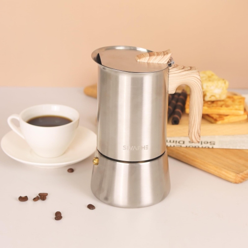 Sivaphe – Cuisson à espresso robuste sur cuisinière en acier inoxydable Moka Pot 9&nbsp;tasses/450&nbsp;ml