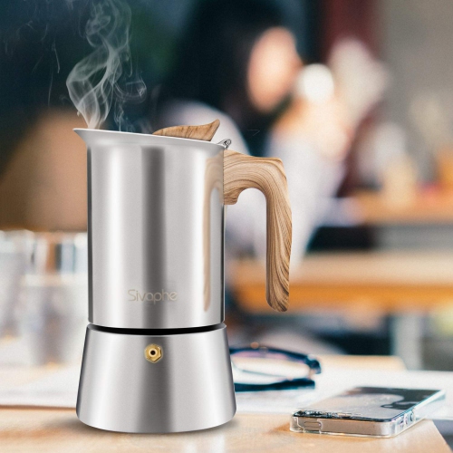 Sivaphe Stainless Steel Stovetop Espresso Strong Coffee Maker Induction Moka Pot 9 cup / 450ml