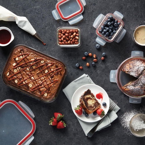 STARFRIT LocknLock 8-Piece Borosilicate Glass Container Set - 4 x 34oz/1L - Airtight & Leakproof - 4-Sided Locking Lid