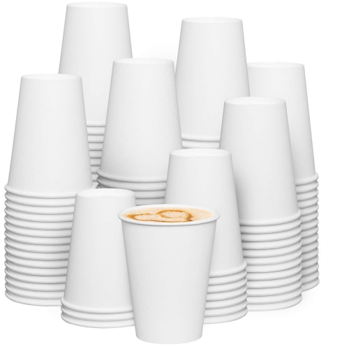 [300 Count] 12 oz. White Paper 350gsm Hot Coffee Cups