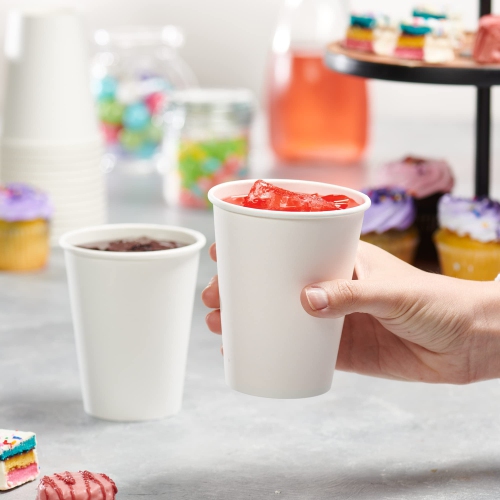 [300 Count] 12 oz. White Paper 350gsm Hot Coffee Cups