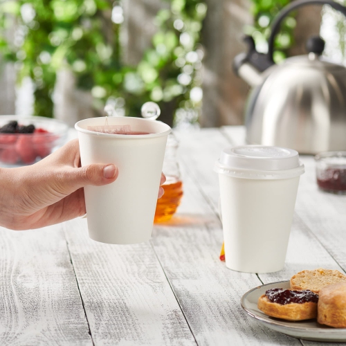 [300 Count] 12 oz. White Paper 350gsm Hot Coffee Cups