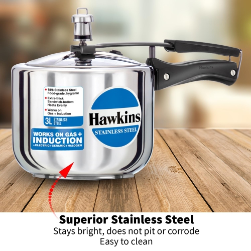 Hawkins B33 Pressure Cooker Stainless Steel, Small, Silver