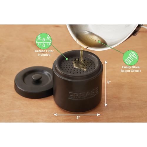 Fox Run 48764 Ceramic Grease Container 4-Cup Black