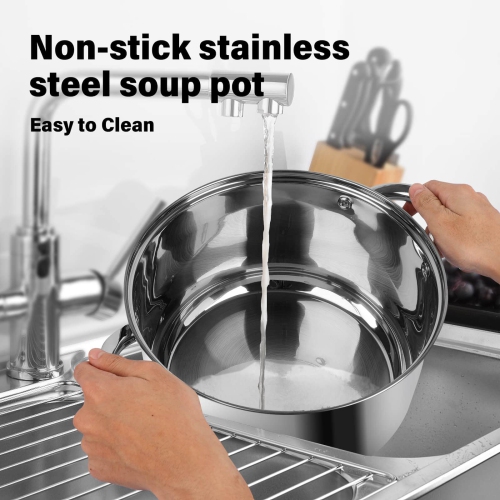 LEUGWAKN Stockpots with Lid-10 Quart Stainless Steel Stock Pot-Soup Pot-Induction Pot-Cookware Pot-Cooking Pot