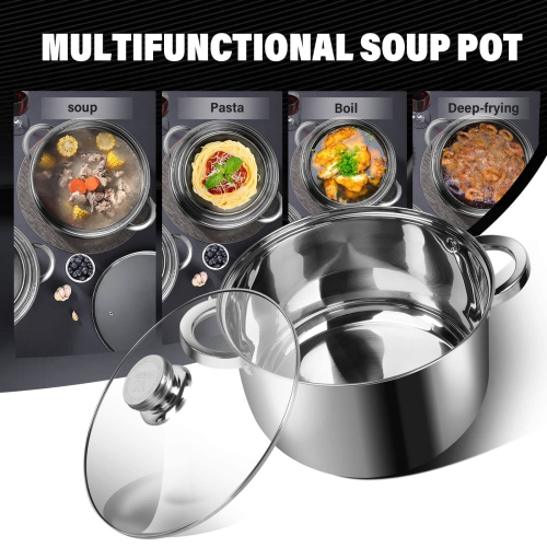 LEUGWAKN Stockpots with Lid-10 Quart Stainless Steel Stock Pot-Soup Pot-Induction Pot-Cookware Pot-Cooking Pot