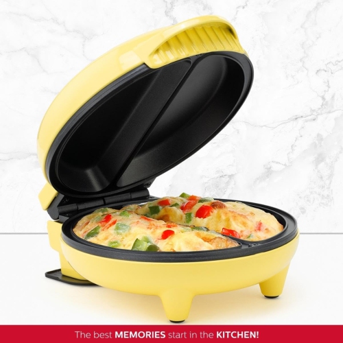 Holstein Housewares - Non-Stick Omelet & Frittata Maker, Yellow/Stainless Steel - Makes 2 Individual Portions Quick & ..