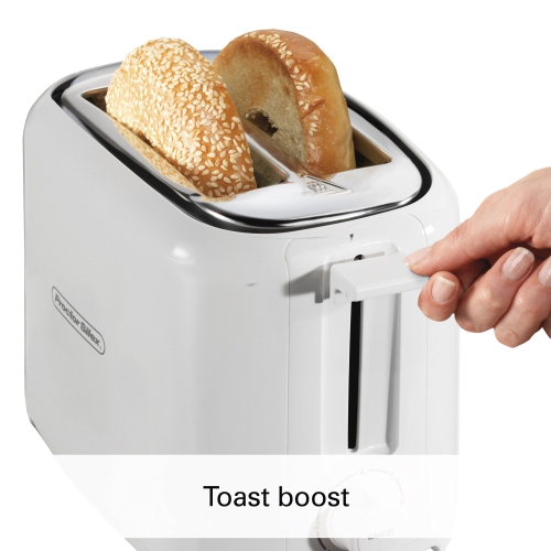 Proctor Silex Wide Slots 2-Slice Toaster with Toast Boost, White,22216PS