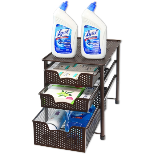 Simple Houseware Stackable 3 Tier Sliding Basket Organizer Drawer, Bronze