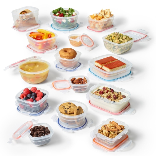 STARFRIT LocknLock 30-Piece Easy Match Plastic Container Set - Airtight, Leakproof & Nestable - 4-Sided Locking Lids