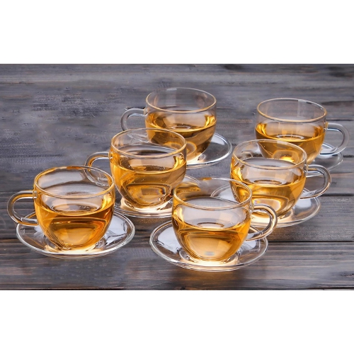 Filtre amovible Cuisiland 1000 ml et théière en verre borosilicaté avec ensemble de 6 tasses 100 ml