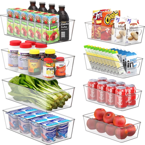 SimpleHouseware – Bacs transparents pour organisateur de garde-manger de cuisine et de congélateur, ensembles d'organisation de rangement, ensemble d