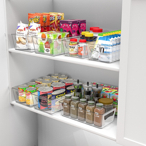 SimpleHouseware Clear Bins for Freezer and Kitchen Pantry Organizer, Storage Organization Sets, Set of 8 (4 Medium, 4 ..