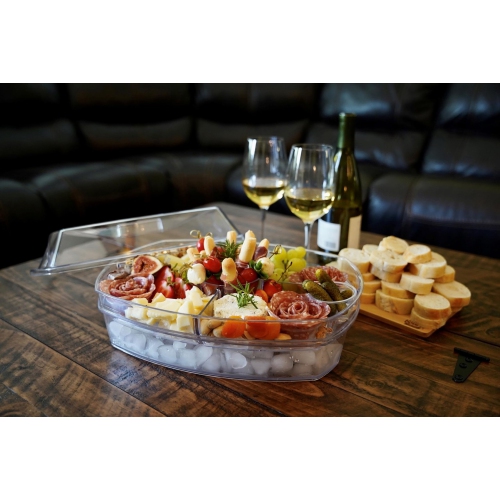 Prodyne – Assiette de fête Ice, 15 1/2&nbsp;po x 11 x 6&nbsp;po, transparent