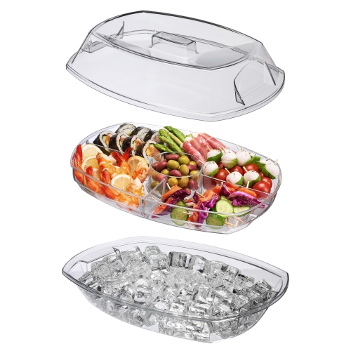 Prodyne – Assiette de fête Ice, 15 1/2&nbsp;po x 11 x 6&nbsp;po, transparent