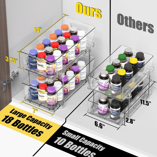 SimpleHouseware 2 Tier Under Sink Organizer, Clear Sliding Pull-Out Drawers for Bathroom Storage, 2 Pack