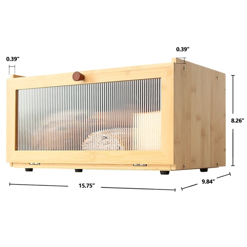 ETMI – Boîte à pain en bambou pour cuisine, bac de rangement grande capacité, boîte à pain Farmhouse avec fenêtre