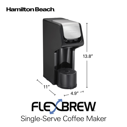 Cafetière à une tasse FlexBrew 49900C de Hamilton Beach compatible avec les dosettes et mouture, noir