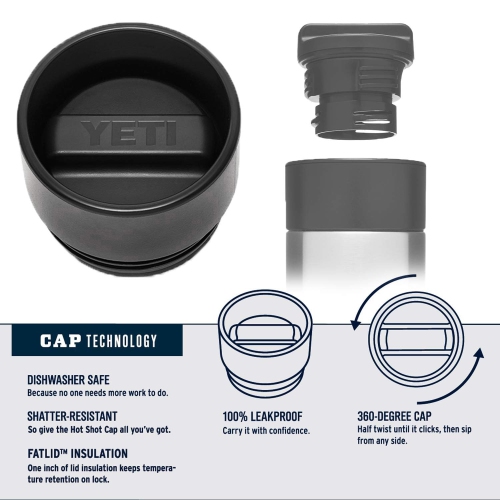 YETI Rambler 18 oz Bottle, Stainless Steel, Vacuum Insulated, with Hot Shot Cap, Wetlands Brown