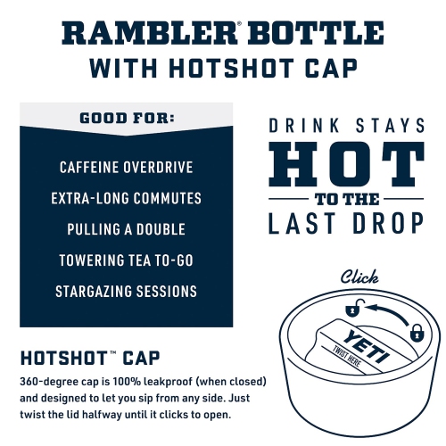 YETI Rambler 18 oz Bottle, Stainless Steel, Vacuum Insulated, with Hot Shot Cap, Wetlands Brown