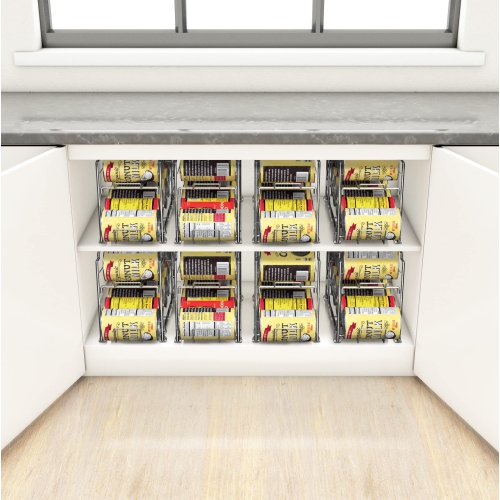 SimpleHouseware Stackable Front Loading Beverage Can Dispenser, 4 Pack, Chrome