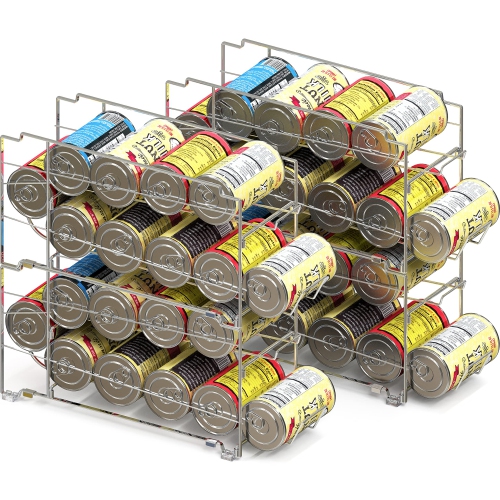 SimpleHouseware Stackable Front Loading Beverage Can Dispenser, 4 Pack, Chrome