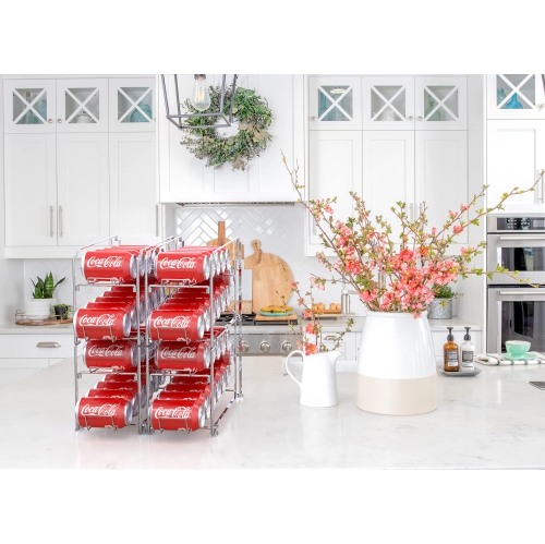 SimpleHouseware Stackable Front Loading Beverage Can Dispenser, 4 Pack, Chrome