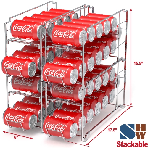 SimpleHouseware Stackable Front Loading Beverage Can Dispenser, 4 Pack, Chrome